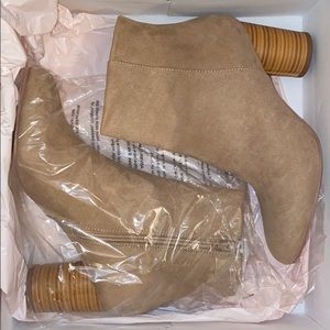 Taupe booties circular heel size 8.5
